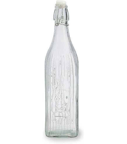 Quid Maison Bottiglia In Vetro Con Tappo Da Tavolo, 1 Litro, Design Essenziale - 4