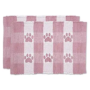 Bone Dry Pet Food Mats Collection Buffalo Check, 12x18, Rose, 2 Piece