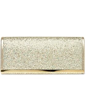 CASPAR TA395 Damen elegante Glitzer Clutch Tasche / Abendtasche mit Metallspange