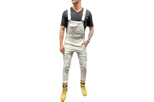 Onsoyours Men's Denim Dungarees Overalls Men's Jeans Dungarees Loose Fit Cargo Workwear Romper Overalls Retro Denim Bib Skinny Fit Streetwear Dungarees