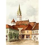 Kunstdruck nach Aquarell: „Mediasch (1)“