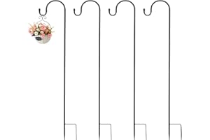 APACALI Lot de 4 crochets de berger de jardin - 100 cm - En métal résistant à la rouille - Réglable - Avec crochet - Support pour cage à oiseaux, lampes solaires, lanternes, mariages