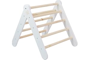 MEOWBABY Triangle d'escalade pour Enfant - 59x61cm Montessori Triangle Pikler pour Bébé en Bois, Blanc