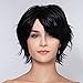 THZ Natural Women's short Dark Black Straight Heat resistant Cosplay Full Hair Wigs