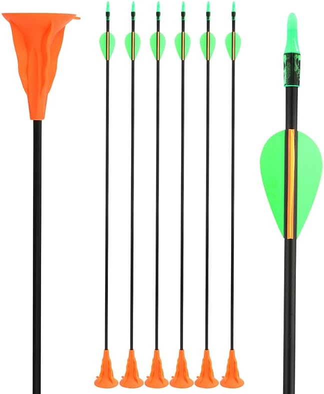Poearcus Flecha de Tiro con Arco con Ventosa de 29 Pulgadas Flecha de práctica de Tiro con Pluma Flecha de Seguridad para Principiantes 6/12 Piezas