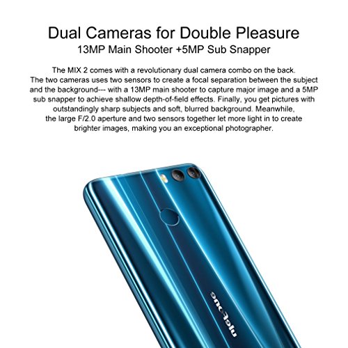 Ulefone MIX2 5,7 Pollici HD+ 18:9 4G Smartphone, Android 7.0 MTK6737H Quad Core 1.3GHz, 2GB RAM 16GB ROM, Dual Fotocamera Posteriore, Fingerprint ID, Dual SIM, 3380mAh Batteria, Blu