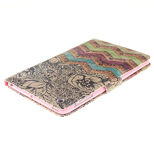 HB-Int 3 in 1 Flip Schutzhülle für iPad Mini 1 / 2 / 3 PU Leder Etui Stand Funktion Hülle Bunt Wallet Case Kartenfächer Book Style Cover Blumen Multifunction Modicsh Holder Tablet PU Ledertasche Magnetverschluss Dünn Slim Bumper Zubehör mit Stylus Pen und Staub Stecker - 4