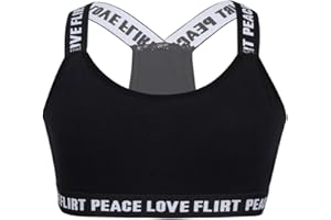 YiZYiF Fille Soutiens-Gorge de Sport Brassières Débardeur Haut de Danse de Rue Hip-Hop Ballet Top Gilet Gymnastique Running Jogging Fitness Musculation Sportswear 7-14 Ans