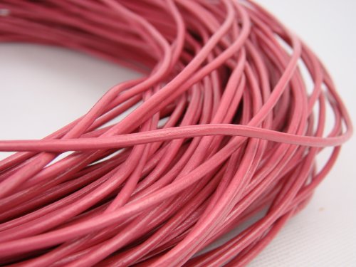 Lederband, Lederschnur, Lederriemen 5 m. Rund 2,0 mm. Pink - 2