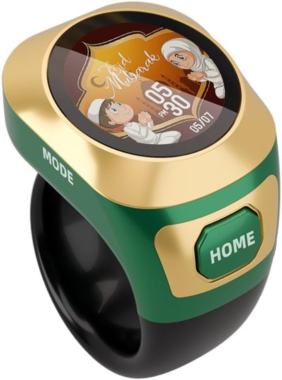 SMZhomeone Contador digital Tasbih con 4 modos de visualización, resistente al agua, recargable tipo C, contador de oración portátil de 18/20/22 mm (verde)