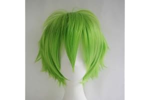 Gairyan Pelucas de Cosplay Peluca Verde Corta Mujer Peluca Cosplay Anime Cosplay Wig Unisex Peluca Hombre Pelo Corto Peluca Pelo Liso Sintético para Halloween Fiesta