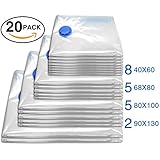 Bramble Premium -Sac de rangement  Plastique Robuste Réutilisables- Housses Sous Vide - Economiseur d'Espace- Compression avec Aspirateur - Pour Vêtements, Couettes, Literie, Oreillers, Couvertures et Rideaux. 4 Tailles Différentes, Y Compris 2 Sacs De Compression Très Grandes. (Multi Set - 20 x Multi-taille)