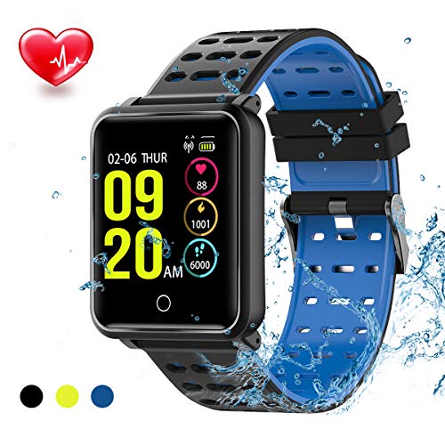 TagoBee TB06 IP68 a Prueba de Agua Smart Watch HD Touch Screen Fitness Tracker Soporte de presión Arterial frecuencia cardíaca Sleep Monitoring Contador de Pasos Compatible con Android y iOS(Blue)