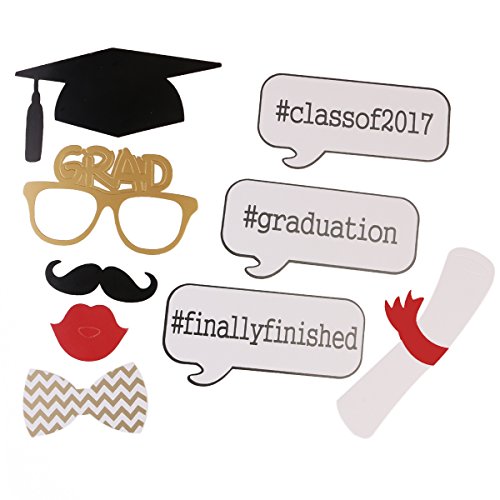 OULII 17pcs Graduation Requisiten Graduierung Phtoto Fotokabine Requisiten 2017 Graduation Party Dekorationen - 3