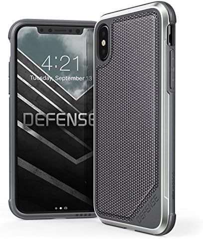 iPhone X Case X-doria Defense Lux Series Military Grade Drop Tested Anodized Aluminum TPU and Polycarbonate Case for iPhone X (Silver)