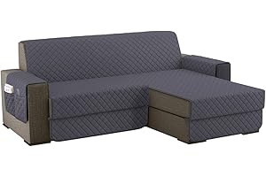 SEVI'S Copridivano 2 Posti con Penisola (L 200 CM), Copridivano Penisola Destra/Sinistra Universale Reversibile, Copridivano Impermeabile Antigraffio Indispensabile per Animali Domestici - Grigio Scuro