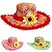 Produktbild Roter Hippie Hut Plüsch Blumenhut rot Flower Power Plüschhut mit Sonnenblume 70er Jahre Kopfbedeckung Fasching Schlager Party Faschingshut Partyhut Retro Mottoparty Accessoire Karneval Kostüm Zubehör