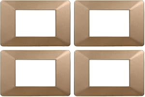 ZOREI 4 Pezzi Placche Compatibile Con Vimar Plana, Placche In Plastica (3 Posti/Moduli,Oro)