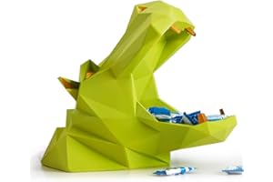 HAUCOZE Amoy-Art Plato de Caramelos Dulces Tarro de Galletas Hippo Figura Decorativa Modern Escultura Arte Animal Regalo Interior Estatua Resina Verde 20cm