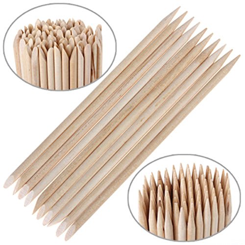Eleacc 100Pcs Orange Wood Stick Nail Art Design Cuticle Pusher Remover Pedicure Manicure Tool