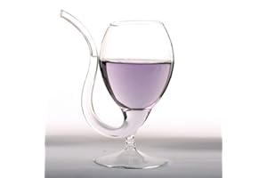 JIUJ Lot de 2 verres à bec avec paille pour cognac, orifice par le bas, blanc