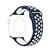 Produktbild Ontube 42MM Soft Silikon Ersatzband mit Bel¨¹ftungslchern f¨¹r Apple Watch Armband Serie 3 Serie 2, Serie 1, Sport, Edition, M/L Marine/Wei