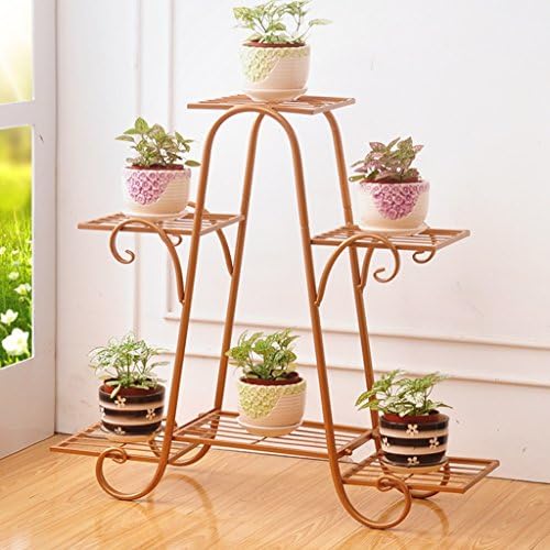 MILUCE Metal Plant Flower Rack, Indoor Flower Pot Rack, European-style Garden Balcony Display Stand Size Color Optional ( Color : Brass , Size : 59*52cm )