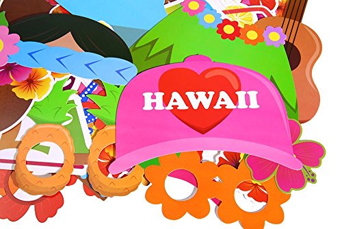 Veewon 60pcs Luau Hawaiisch Fotorequisiten Foto Booth Requisiten Tropische Sommer Festivals Strand Pool Party Hochzeit Geburtstag Dekorationen Lieferungen - 3