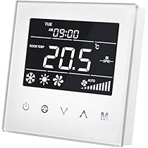 Termostato Per Fan Coil 4 Tubi Nero - Controllo Clima 230V, Integrazione Casa Smart, Display Touch