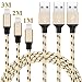 Produktbild Lightning Kabel, YEONPHOM Lightning auf USB Kabel 3pack 1m 2m 3m iphone Kabel Ladekabel Nylon für iPhone 7/7 Plus 6 /6s/6Plus/6s plus SE 5S 5C 5, iPad Air 2, Mini 3, iPod 5 und iPod Nano 7 (Schwarzes/Gold)