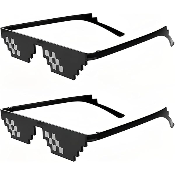 YUUSIKCO Thug Life Brille Mit Pixel-Mosaik-Effekt – Lustige Unisex-Brille Aus Sicherem ABS – Das Perfekte Geschenk Für Gamer Und Troll-Fans!