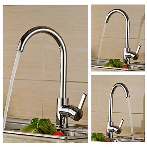 Auralum® 2 Jahre Garantie Niederdruck Mischbatterie mit Groß C Form 360° Drehbar Armatur Wasserhahn Küchearmatur Einhandmischer für Spüle Küche - 8