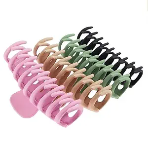 Alboss 4 Pcs Hair Claw Clips for Women, Strong Hold Matte Hair Claw Clips for Thick Hair, Large Hair Clips for Women Thick Hair- Pack Of 4 (Multicolor)