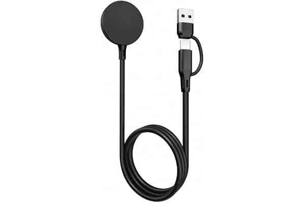 Sinoacc 1-pack till Samsung Watch laddare kompatibel med Galaxy Watch 8/8 Classic/Ultra/7/6/6 Classic/5/5 Pro/4/3/Active 2/1/Fe 100 cm USB A typ C magnetisk snabbladdningskabeldocka