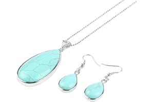 HELENA ROSE JEWELLERY Ladies Matching Jewellery Set for Women - Teardrop Design Necklace Pendant & Drop Earrings - With Jewellery Gift Box