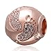 Produktbild Rose Gold Baby Footprint Charms echtes 925 Sterling Silber Cute Baby Füße Charme mit Kristall klar für europäischen beacelet