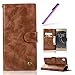 Produktbild HMTECH Sony Xperia L1 Hülle,Sony Xperia L1 Schutzhülle,Sony Xperia L1 Hülle Leder Flip Prägung Vintage Einfarbige Ledertasche Blumen Bookstyle Wallet Tasche Brieftasche Etui Case,Sony Xperia L1 Hülle Elegant Retro Vintage Einfarbige Ledertasche Blumen Prägung Muster Flip Cover Wallet Brieftasche Tasche im Bookstyle mit Standfunktion Karten Slot und Magnetverschluß Flip Case Hülle Ledercase Hülle Schutzhülle Cover für Sony Xperia L1,Vintage Pure PU:Brown