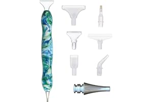 Stylo de Peinture au Diamant Kit 5D Diamond Painting Stylo Peinture Diamant Resine Outil de Diamant Stylo avec 6 Têtes de Stylo de Forage Diamant pour Adultes Enfants Débutant