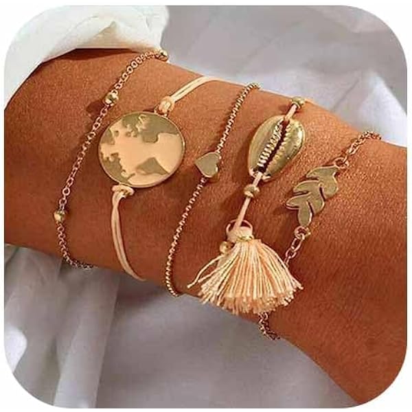 Bracelet De Cheville En Cristal Et Alliage - Style Bohème Avec Glands, Feuilles, Arc - Pour Femmes, Filles, Plage, Fêtes - 8