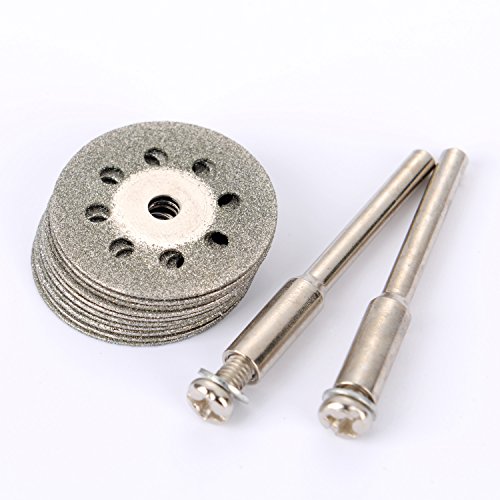 Blulu 22 mm Mini Gelochte Trennscheiben Diamant Schneidscheiben Ann Arbor Schäfte, 12 Stück - 3