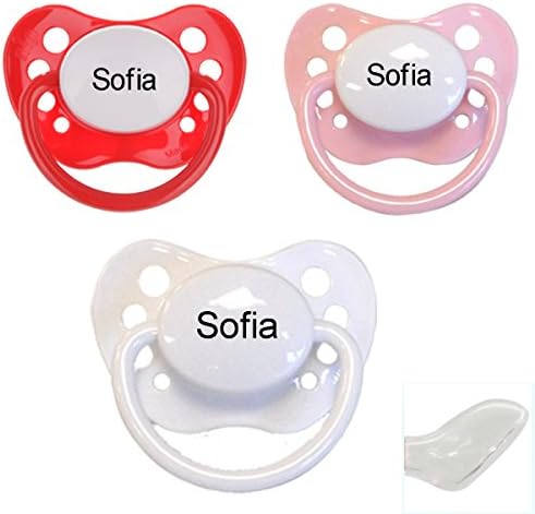 Personalised Dummy Nip, Silicone, orthodontic, size 2, 1 red+1 pink+1 white (3 pcs.)