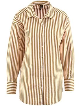 VERO MODA Damen Bluse Cannes LS, senfgelb-weiß