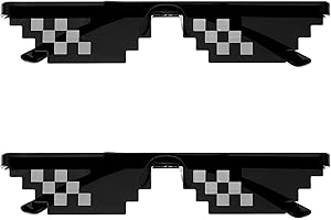 WY LIGHTING LEVEL Thug Life - Occhiali da sole a mosaico pixelati, confezione da 2, divertenti per feste, per donne, uomini, bambini, adolescenti