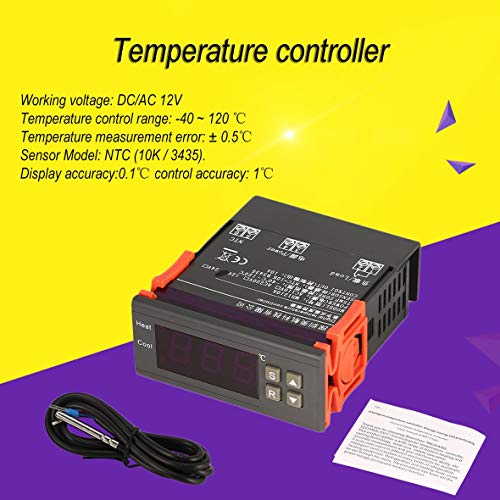 Preisvergleich Produktbild Heaviesk Temperaturregler MH1210A AC / DC 12V Thermostatregler Digital LCD Kühlschrank Temperaturregler Thermoelementregler mit Sensor