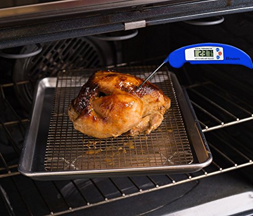 Homdox Fleischthermometer Digital LCD Bratenthermometer für Kochen BBQ Grill Steak Braten Lebensmittel mit Zusammenklappbarer Probe Prüfspitze Edelstahl Blau - 5