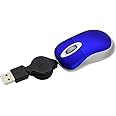 elec Space Mini Travel USB Optical Mouse Retractable Mouse Small Portable Cable USB Wired Gaming Blue Mice for Computer PC Laptop Notebook Kids Office Desktop Accessories