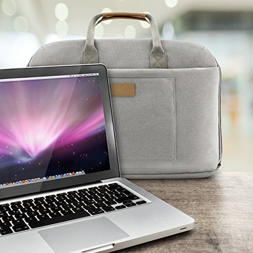 deleyCON Notebook-Tasche bis 15 6    Zoll  39 6cm  Laptop Notebook Netbook Macbook Tragetasche Schultertasche Schutztasche Leinengewebe Hellgrau