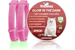 Woyamay Calming Collar for Cats, Luminous Safety Glow Adjustable Calming Cat Collar for Anxiety Relief, Natural Cat Calming Pheromone Collar with 60 Days for Kitten Medium Large Cats, 2 Pack, Hot Pink