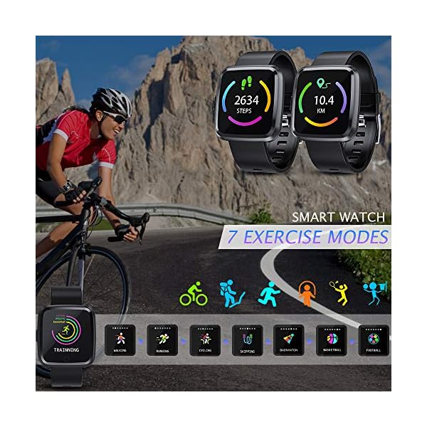 Zagzog Smartwatch Wasserdicht IP67 Bluetooth Smartwatch Pulsuhr Fitness Tracker Sportuhr mit Kamera Romte Schlafmonitor Kalorienzähler erfassen SMS Whatsapp Note Kompatibel für IOS Android – Bild 3