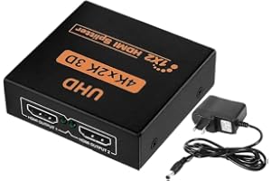 Speedio HDMI Splitter 1 in 2 Out with Power Adapter 4K x 2K UHD 3D HDMI Switch Box Dual Monitor HDMI Splitter for TV, PC, Laptop, Fire Stick, PS4, PS5, Xbox Full HD 1080p Support- Pack of (1)